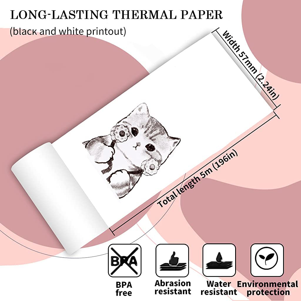 ZORBES Thermal Printer Paper Roll 5 PCS White Self-Adhesive Thermal Printing Paper Printer Sticker Paper for Mini Thermal Printer, Cash Register Printing Paper Roll for POS Machine, 57mm*25mm ZORBES Thermal Printer Paper Roll 5 PCS White Self-Adhesive Thermal Printing Paper Printer Sticker Paper for Mini Thermal Printer, Cash Register Printing Paper Roll for POS Machine, 57mm*25mm